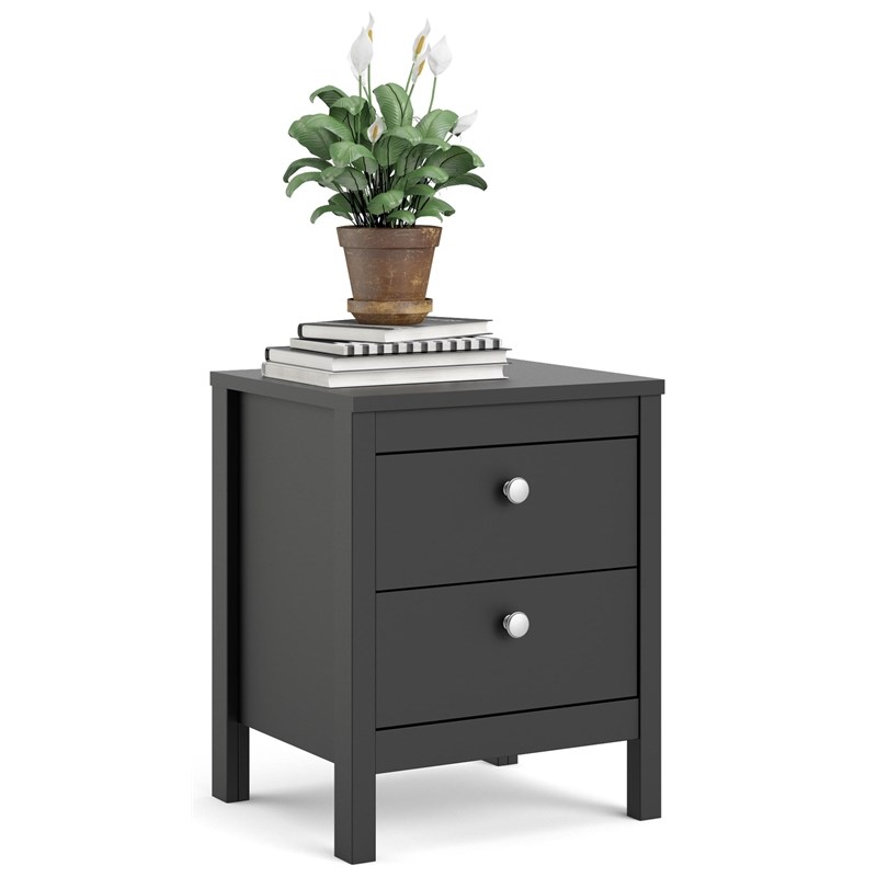 Allora Contemporary 2 Drawer Nightstand in Black Matte