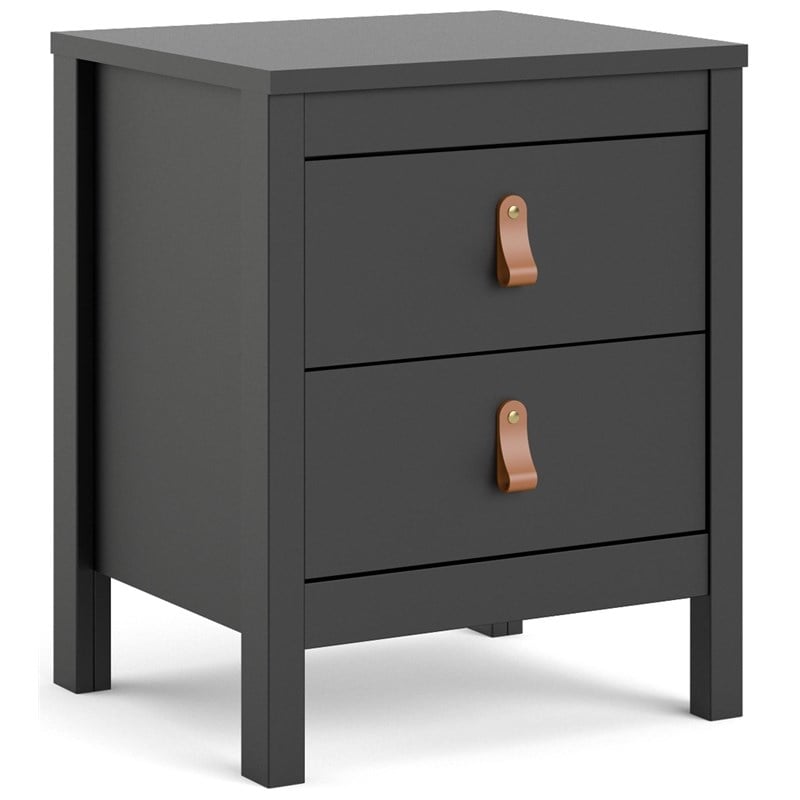 Allora Contemporary 2 Drawer Nightstand in Black Matte