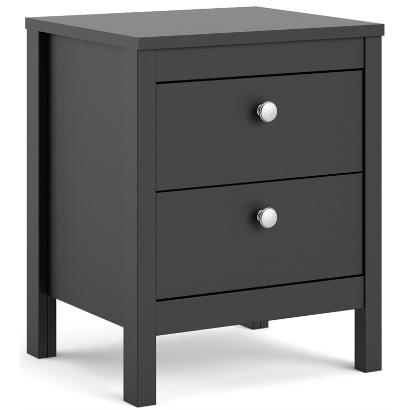 Allora Contemporary 2 Drawer Nightstand in Black Matte