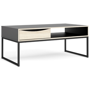Allora Coffee Table with 1 Drawer in Black Matte and Oak Structure