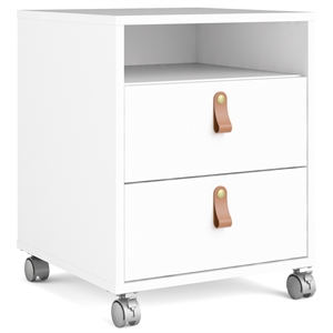 Allora Contemporary 2 Drawer 1 Shelf Mobile Cabinet in White