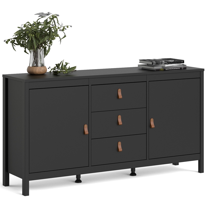 Allora Contemporary 2 Door Sideboard with 3 Drawers in Black Matte