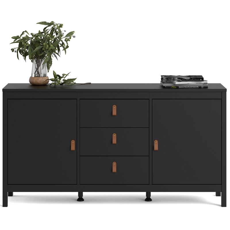 Allora Contemporary 2 Door Sideboard with 3 Drawers in Black Matte