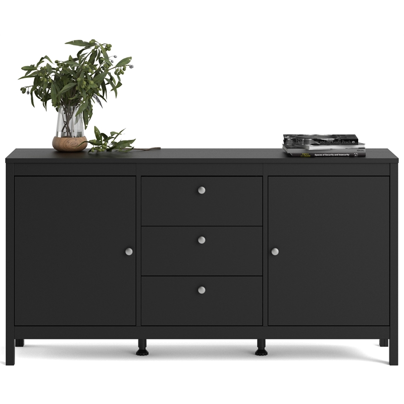 Allora Contemporary 2 Door Sideboard with 3 Drawers in Black Matte