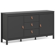 Allora Contemporary 2 Door Sideboard with 3 Drawers in Black Matte