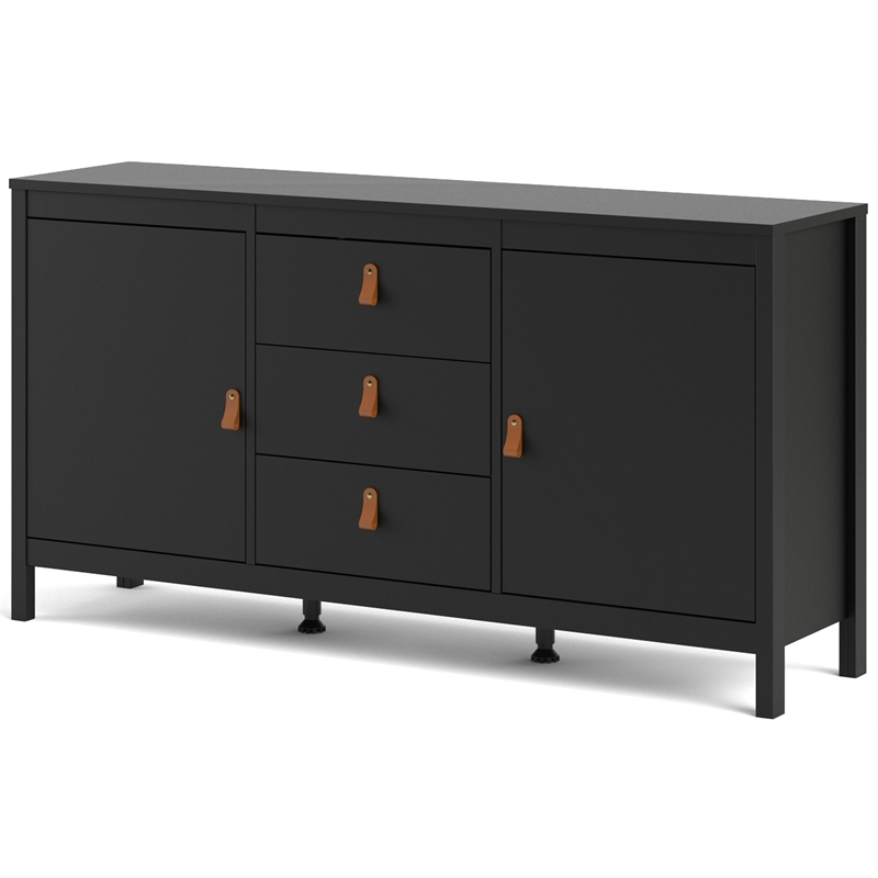 Allora Contemporary 2 Door Sideboard with 3 Drawers in Black Matte