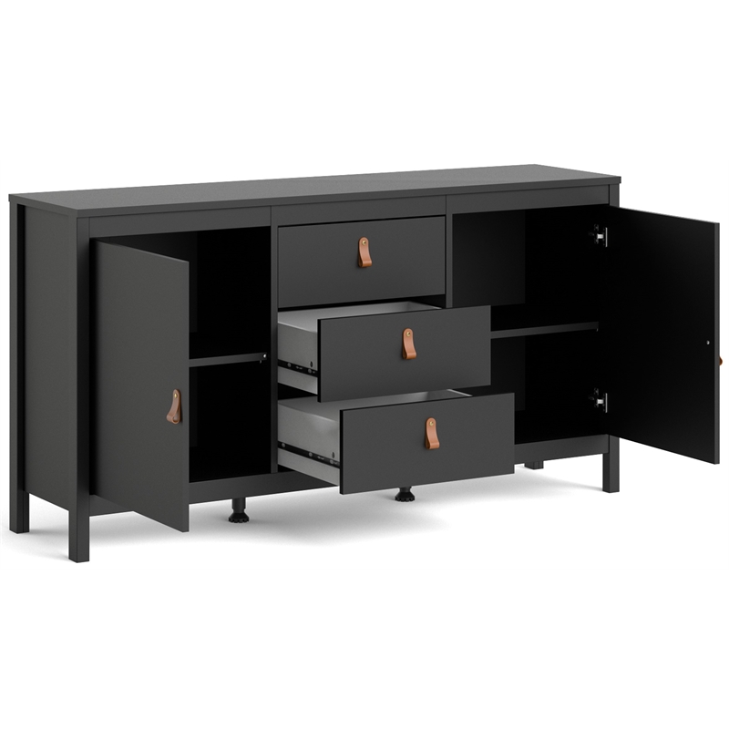 Allora Contemporary 2 Door Sideboard with 3 Drawers in Black Matte