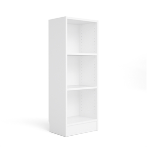 Allora Narrow 3 Contemporary Shelf Bookcase in White