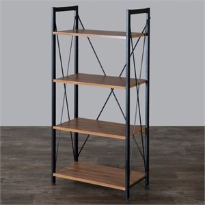 Allora 4 Shelf Wood Bookcase in Brown and Black