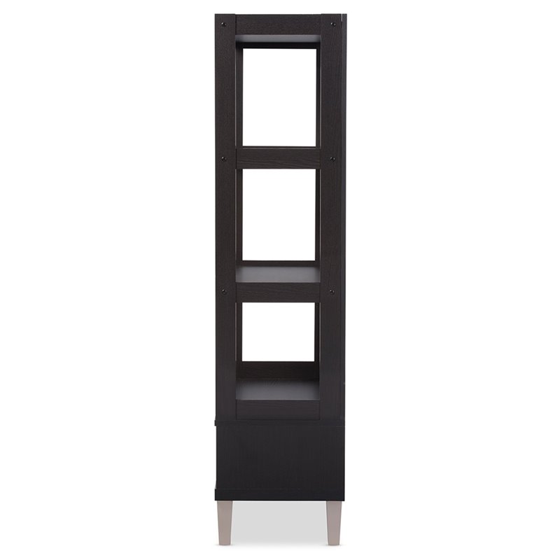 Allora Contemporary 3 Shelf Bookcase in Espresso