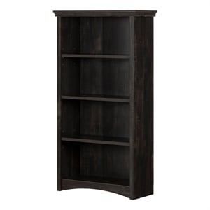 Allora 4-Shelf Contemporary Bookcase in Rubbed Black Finish