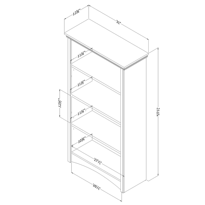 Allora 4-Shelf Contemporary Bookcase in Rubbed Black Finish
