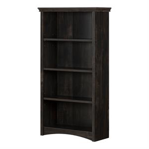 Allora 4-Shelf Contemporary Bookcase in Rubbed Black Finish