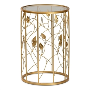 Allora Modern Metal/Tempered Glass End Table in Brushed Gold