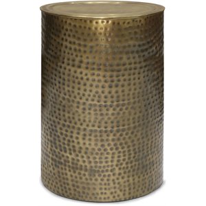 Allora 16&quot Contemporary Metal Side Table in Hammered Antique Gold
