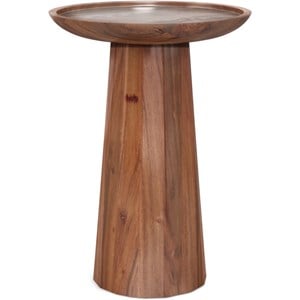 Allora 13&quot Round Contemporary Solid Wood Accent Table in Brown