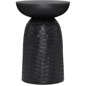 Allora 13&quot Round Contemporary Solid Wood Accent Table in Black