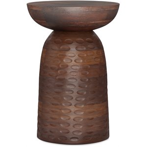 Allora 13&quot Round Contemporary Solid Wood Accent Table in Warm Dark Brown