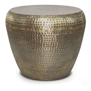 Allora 22&quot Contemporary Solid Metal Side Table in Antique Gold