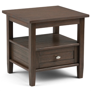 Allora Hand Crafted Shaker End Table in Farmhouse Brown