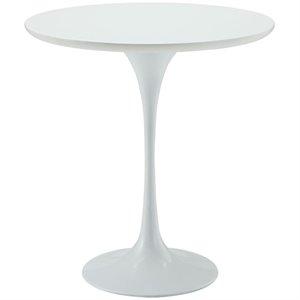 allora contemporary round end table in white