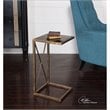 Allora Side Table in Antique Gold Iron with Black Tempered Glass Top.