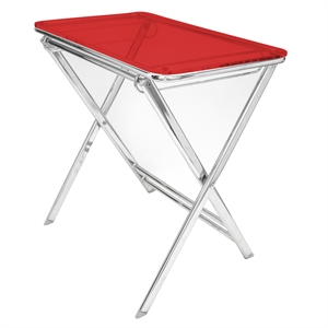 allora modern foldable end table tray with acrylic top in red