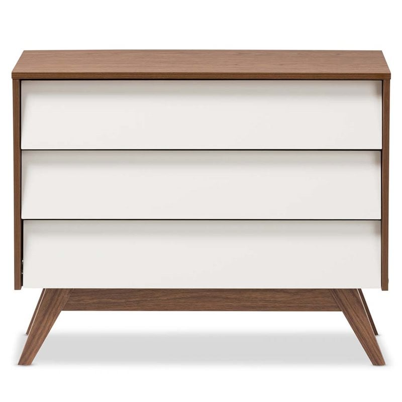 Allora 3 Drawer Chest in White and Walnut Brown