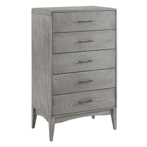 Allora Rubberwood and Wood Grain Veneer 5-Drawers Bedroom Chest in Gray