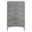Allora Rubberwood and Wood Grain Veneer 5-Drawers Bedroom Chest in Gray