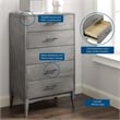 Allora Rubberwood and Wood Grain Veneer 5-Drawers Bedroom Chest in Gray
