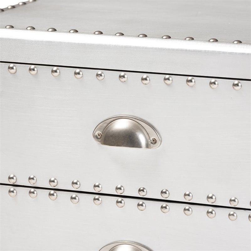 Allora Metal 3-Drawer Nightstand in Silver