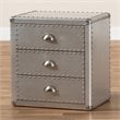 Allora Metal 3-Drawer Nightstand in Silver