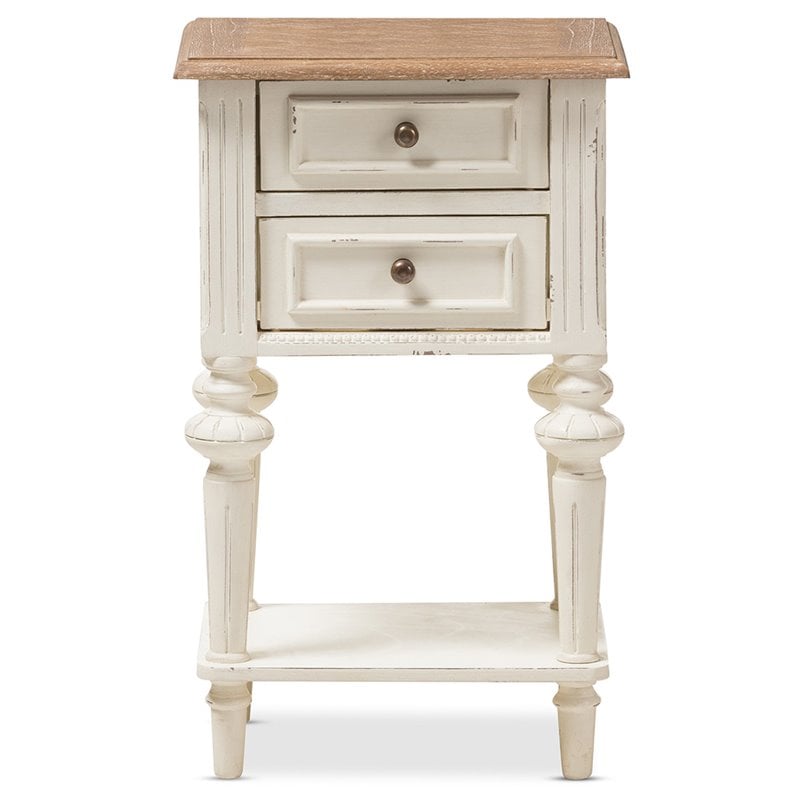 Allora 2 Drawer Nightstand in Oak and White