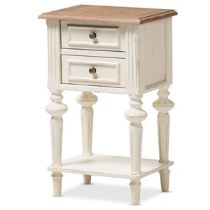 allora 2 drawer nightstand in oak and white