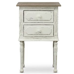allora 2 drawer nightstand in white and natural