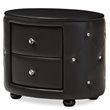 Allora 2 Drawer Faux Leather Tufted Nightstand in Black