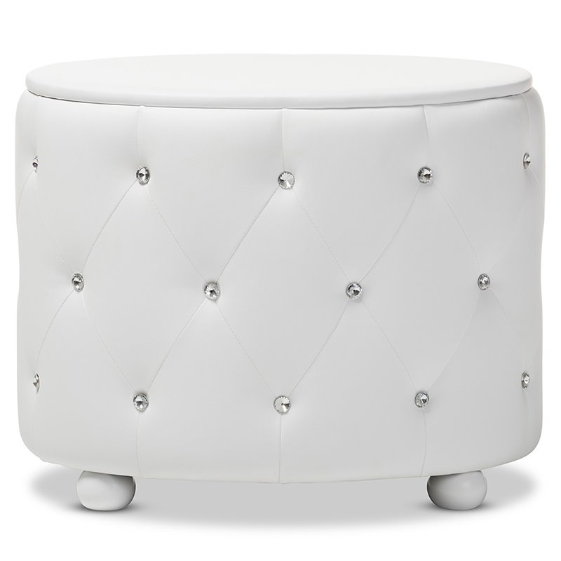 Allora 2 Drawer Faux Leather Tufted Nightstand in White