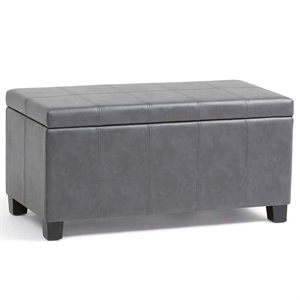 Allora Faux Leather Storage Bench in Stone Gray