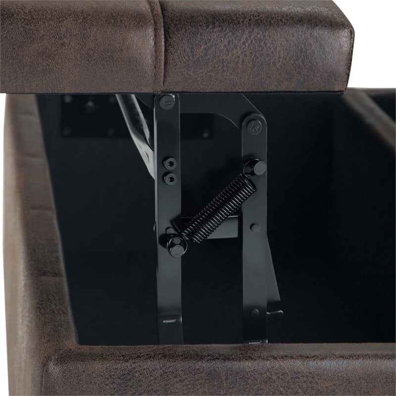 Allora Faux Leather Coffee Table Ottoman in Distressed Brown