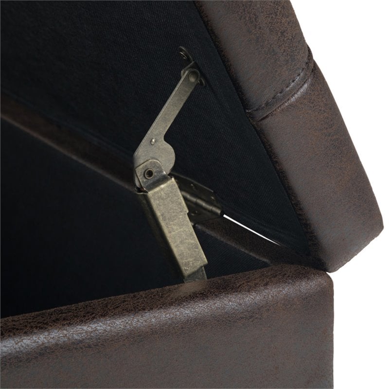 Allora Faux Leather Coffee Table Ottoman in Distressed Brown