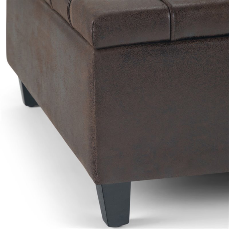 Allora Faux Leather Coffee Table Ottoman in Distressed Brown
