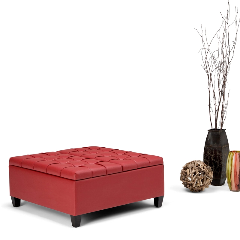 Allora Storage Coffee Table Ottoman in Crimson Red