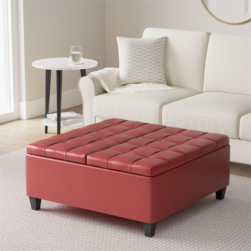 Allora Storage Coffee Table Ottoman in Crimson Red