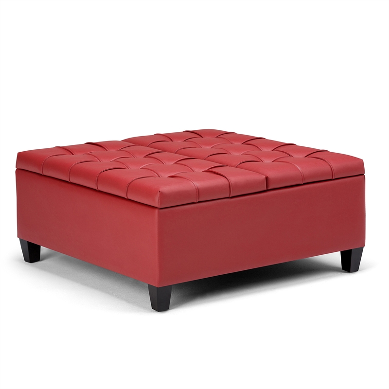 Allora Storage Coffee Table Ottoman in Crimson Red