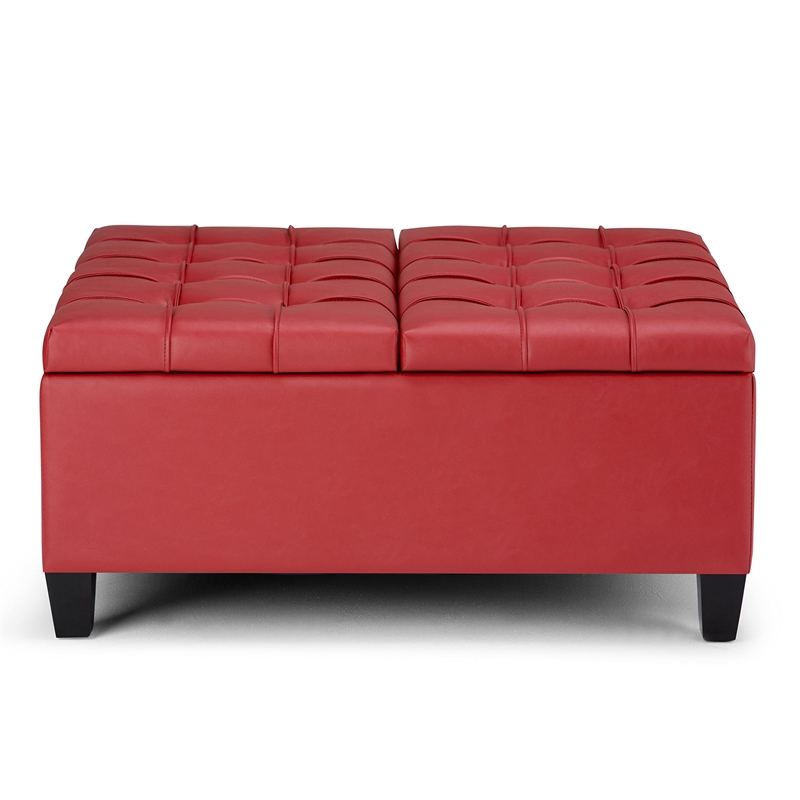 Allora Storage Coffee Table Ottoman in Crimson Red