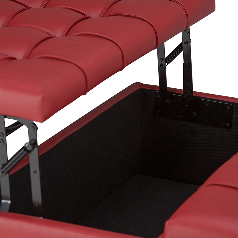 Allora Storage Coffee Table Ottoman in Crimson Red