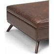 Allora Faux Air Leather Square Coffee Table Ottoman in Chestnut Brown