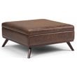 Allora Faux Air Leather Square Coffee Table Ottoman in Chestnut Brown