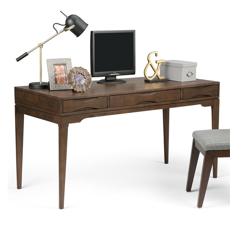 Allora Contemporary Computer Desk in Walnut Brown